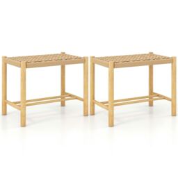 COSTWAY Bar Stool Set of 2 Counter Height Dining Stool Brown