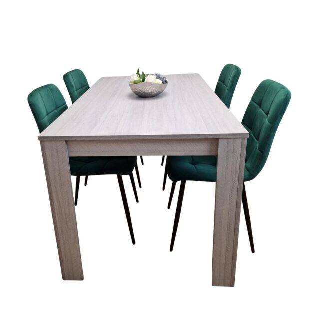 Dining Table In Grey With 4 Green Velvet Chairs Kitchen Dining Table for 4 Dining Room Dining Set