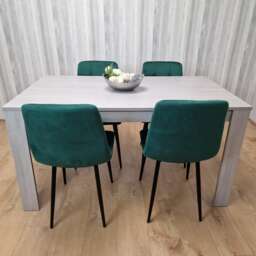 Dining Table In Grey With 4 Green Velvet Chairs Kitchen Dining Table for 4 Dining Room Dining Set