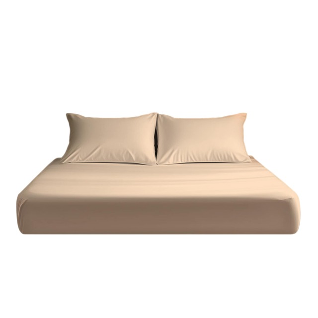 Microfibre Soft Touch Fitted Sheet 25cm Skirt Plain Dyed Bed Linen Cream Double