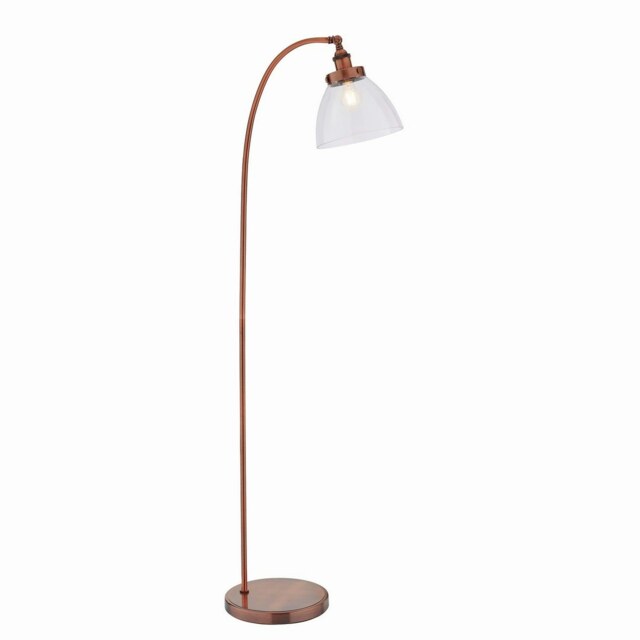Hansen 1 Light Floor Lamp Aged Copper, Glass, E27