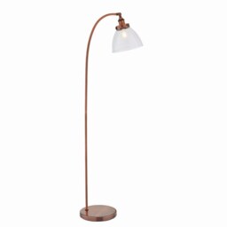 Hansen 1 Light Floor Lamp Aged Copper, Glass, E27