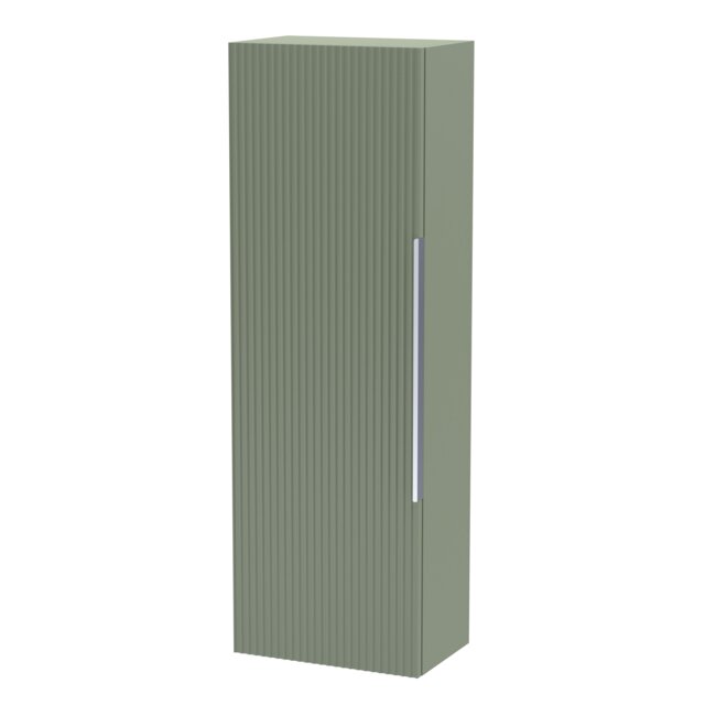 Balterley Contemporary Fluted Tall Wall Hung Bathroom Storage Unit with Single Soft Close Door Green Satin Green