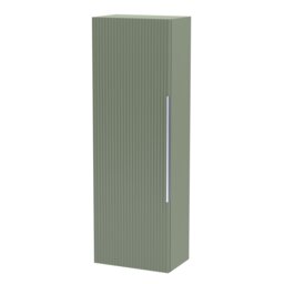 Balterley Contemporary Fluted Tall Wall Hung Bathroom Storage Unit with Single Soft Close Door Green Satin Green