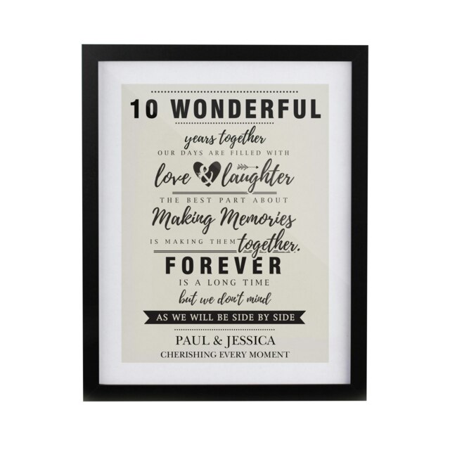 Personalised Anniversary Black Poster Frame Black One Size