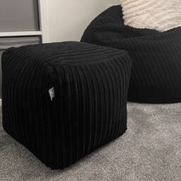 rucomfy Indoor Jumbo Cord Bean Bag Footstool - Cube Pouffe