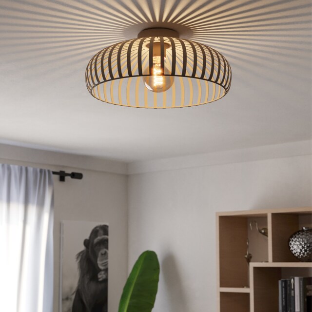 EGLO Mogano 3 Sandy Steel Minimalist, Caged Style Ceiling Light, 43cm