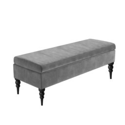 Sierra Plain 180cm Ottoman Storage Bench - Plush Velvet Shoe Bench - Grey Upholstery Footstool with Storage