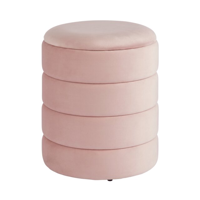Klara Velvet Storage Stool Pink Blush Pink One Size