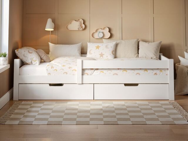 Flair Milo Single Bed with Storage Pine White