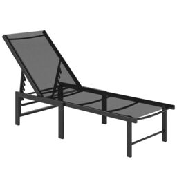 Outsunny Sun Lounger, 5-Level Reclining Sun Lounger Chair, Black Black Black One Size