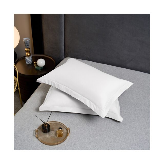 Groundlevel Egyptian Cotton Oxford Pillowcase Set Premium Luxuriously Soft Decor White