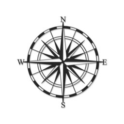 Decortie Compass Metal Wall Art 45x45cm Black
