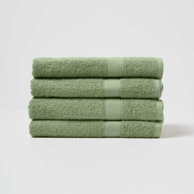 Homescapes Turkish Cotton Bath Towel Set of 4 - Sage Green Green Bath towel 4