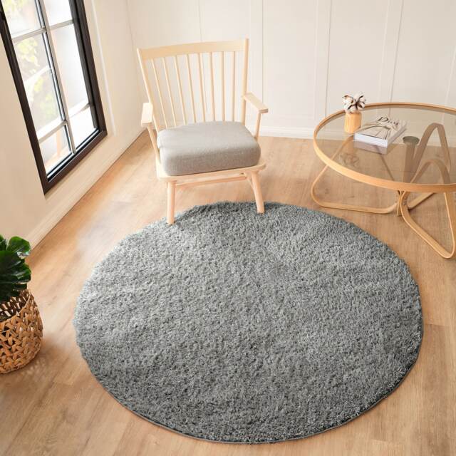 LIVABLISS Moda Shaggy-Solid Color Plush Soft Pile Round Rug Ø160 cm Dark Grey