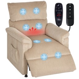 HOMCOM Massage Recliner with Quiet Motor, Power Reclining Chair, Brown Brown