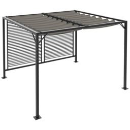 Outsunny 2.8 x 3m Metal Outdoor Pergola with Retractable Roof, Outdoor Gazebo Canopy Shelter with Grommet Holes for Garden, Patio, Lawn, Grey