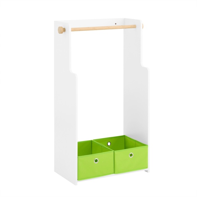 SoBuy Children's Clothes Rack with Hanging Rail & 2 Fabric Boxes, White, 23.6x13.8x43.3 inches, 14.5 kg - KMB109-W