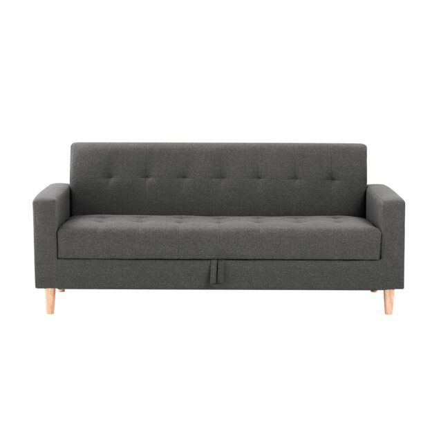 3 Seater Compact Smart Storage Sofa in Durable Fabric - Dark Grey Grey Grey Three Seater 1