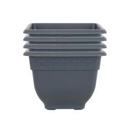 Wham Bell Pot 4 x 37cm Square Plastic Garden Planters Black Slate