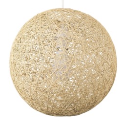 ValueLights Bjorn Small Rattan Wicker Cream Ceiling Pendant Shade Cream