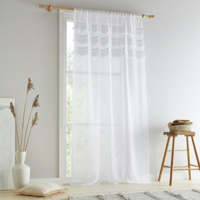 "Pineapple Elephant Izmir White Tab Top Voile White 55x54"""