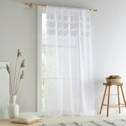 "Pineapple Elephant Izmir White Tab Top Voile White 55x54"""