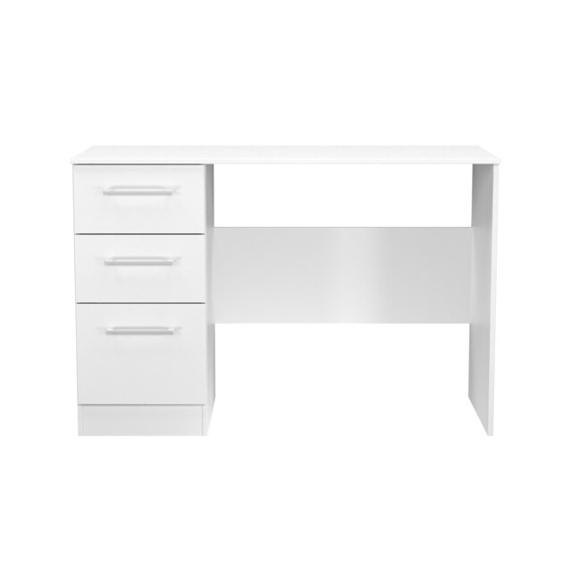 Gloucester 3 Drawer Desk in White Gloss & White Matt (Ready Assembled) White White Gloss & White Matt