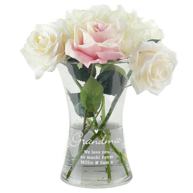 Personalised Love Heart Glass Vase Clear