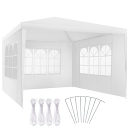 Gazebo Barinas with 3 side panels, water-resistant, 3x3m White white 300 x 300 x 250 cm 1