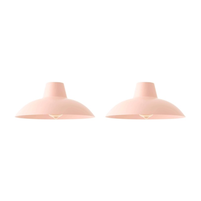 ValueLights Civic Pair Pink Easy Fit Ceiling Pendant Shades Pink