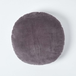 Homescapes Dark Grey Velvet Cushion - 40 cm Round Grey Dark grey 1