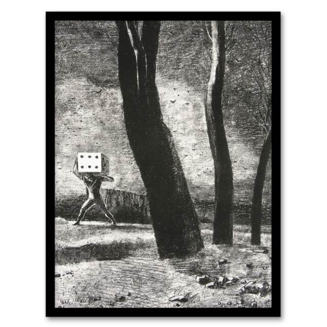 Odilon Redon Framed Wall Art Print The Gambler Charcoal Painting Home Décor