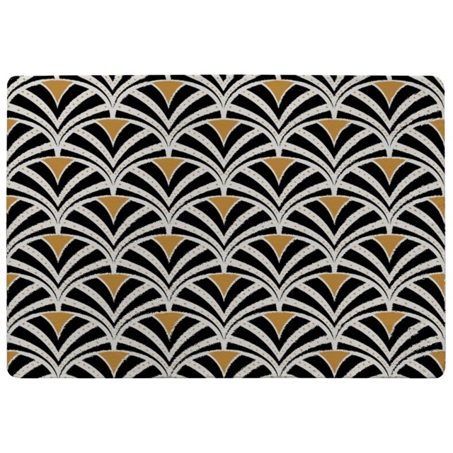 Black & Gold Shells Geometric Rug Multi