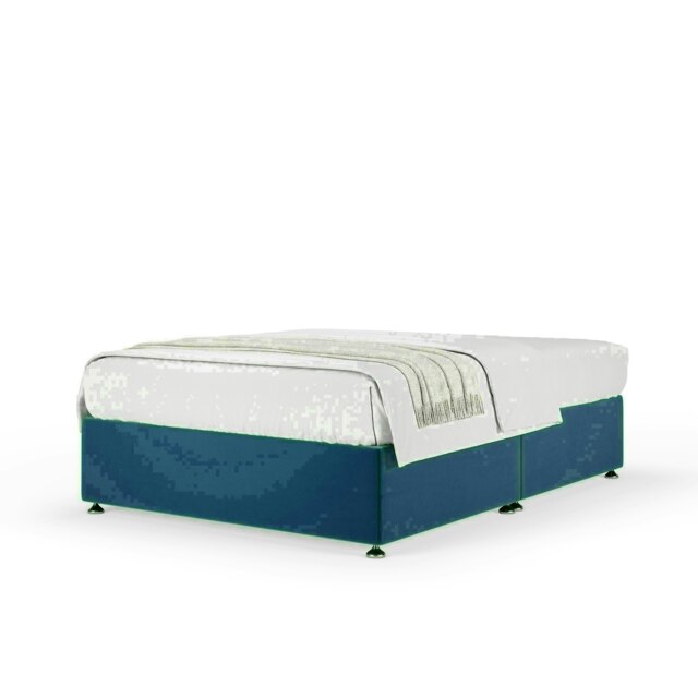 Marine Blue Plush Velvet No Drawer Divan Base Super King