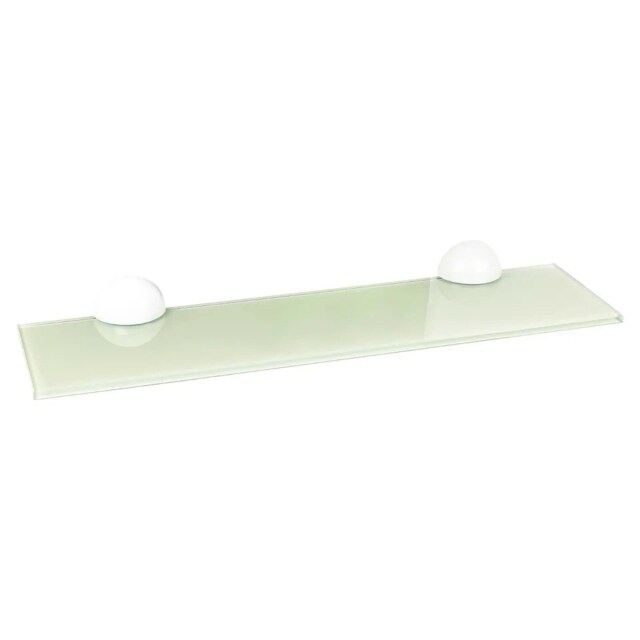 Wall-Mounted Glass Floating Shelves with Clip Fixing - 60x15cm White 1