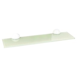 Wall-Mounted Glass Floating Shelves with Clip Fixing - 60x15cm White 1