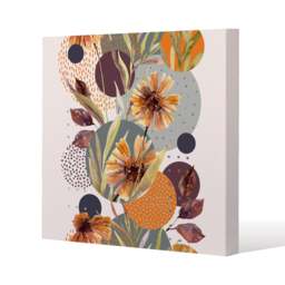 Orange Geometric With Flowers (Canvas Print) / 46 x 46 x 4cm Multi