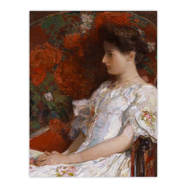 "Woman Portrait on Victorian Chair Hassam Huge Wall Art Poster Print 24X32"""