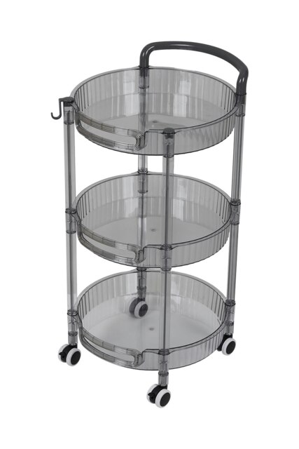 Living and Home 3-Tier Multifunction Floor-standing Plastic Round Storage Cart Organizer Rack Black