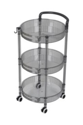 Living and Home 3-Tier Multifunction Floor-standing Plastic Round Storage Cart Organizer Rack Black
