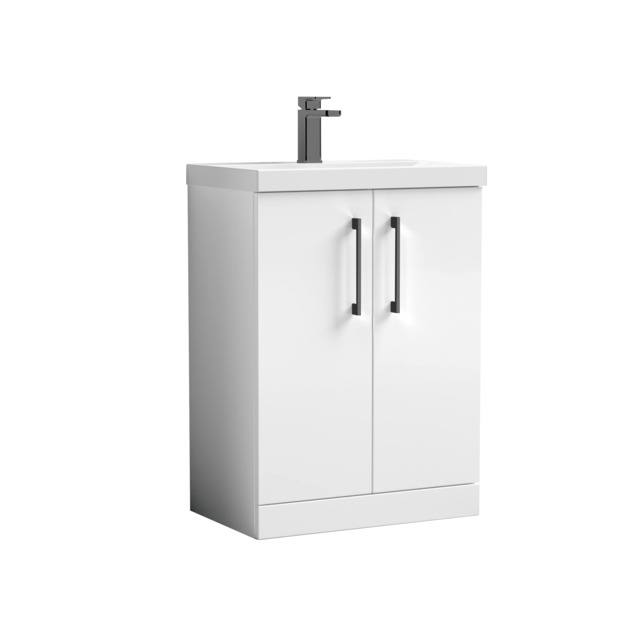 Balterley Level Modern Bathroom 2 Soft Close Door & Mid-Edge Vanity Unit Basin, with D Shape Handle White 840 x 610 x 390mm