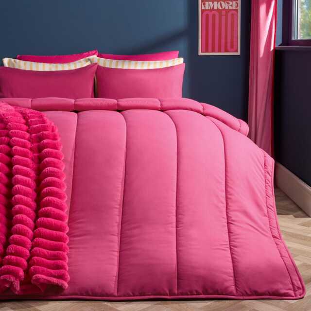 OHS Soft Coverless 10.5 TOG Duvet Set Pillowcase Quilted Cover Pink Hot Pink King