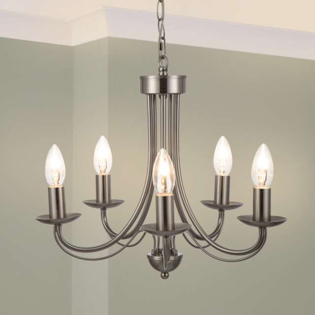 COSYLYTE Elmore 5 Light Traditional Classic Metal Pendant Light - Brushed Nickel Silver Brushed Nickel 1