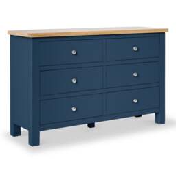Farro Navy 6 Drawer Chest Fully Assembled - Painted with Oak Top By Roseland Furniture