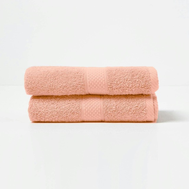 Homescapes Turkish Cotton Hand Towel Set of 2 - Peach Orange Hand towel 2