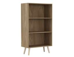 URBNLIVING 3 Tier Wide Bookcase With Scandinavian Style Legs Multi Oak Bookcase & Pine Leg 1
