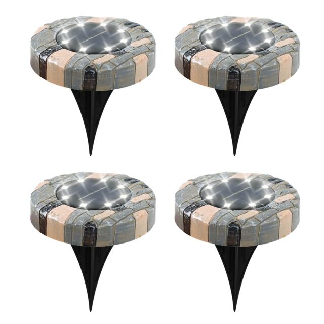 Pack of 4 Solar Stone Effect Decking Lights