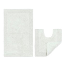 Elegance Reversible Heavyweight Bath Mat and Pedestal Set White White