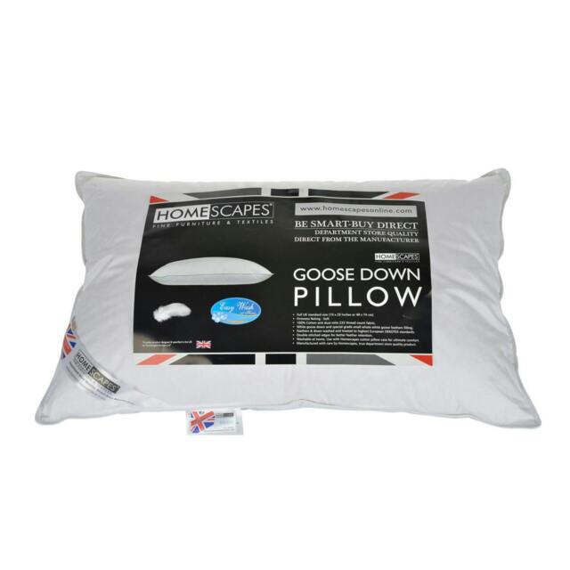 "Homescapes Goose Down Pillow White 48cm x 74cm (19"" x 29"")"